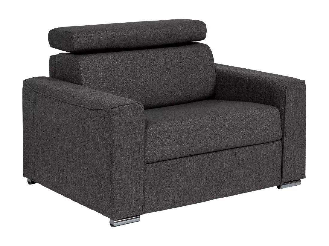 Fauteuil convertible express en tissu gris - Couchage 70 cm - Matelas 14 cm VIZIR
