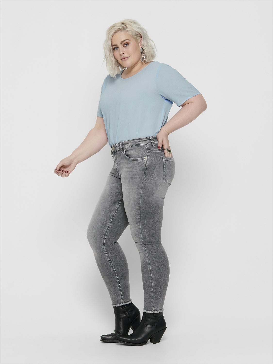 CARWILLY Mittlere Taille Skinny Fit Jeans Grey Denim