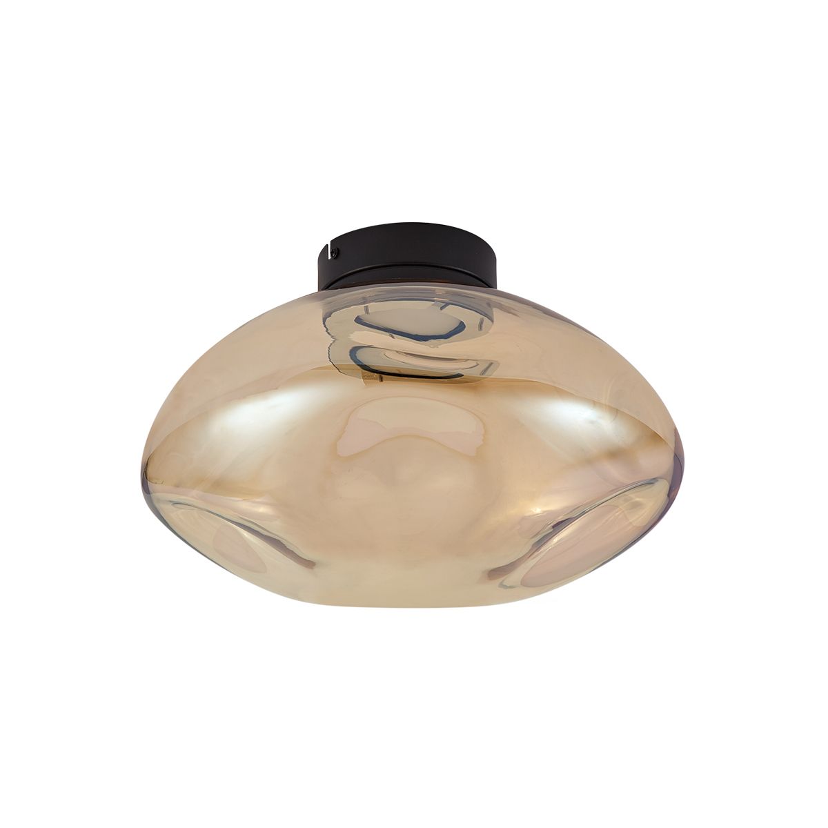 Design plafondlamp zwart met amber glas - Gemma