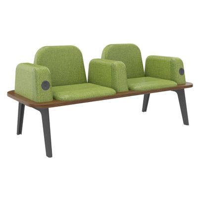 Banquette ILO - 2 places L172xP67cm - carbone - structure noyer - tissu kiwi