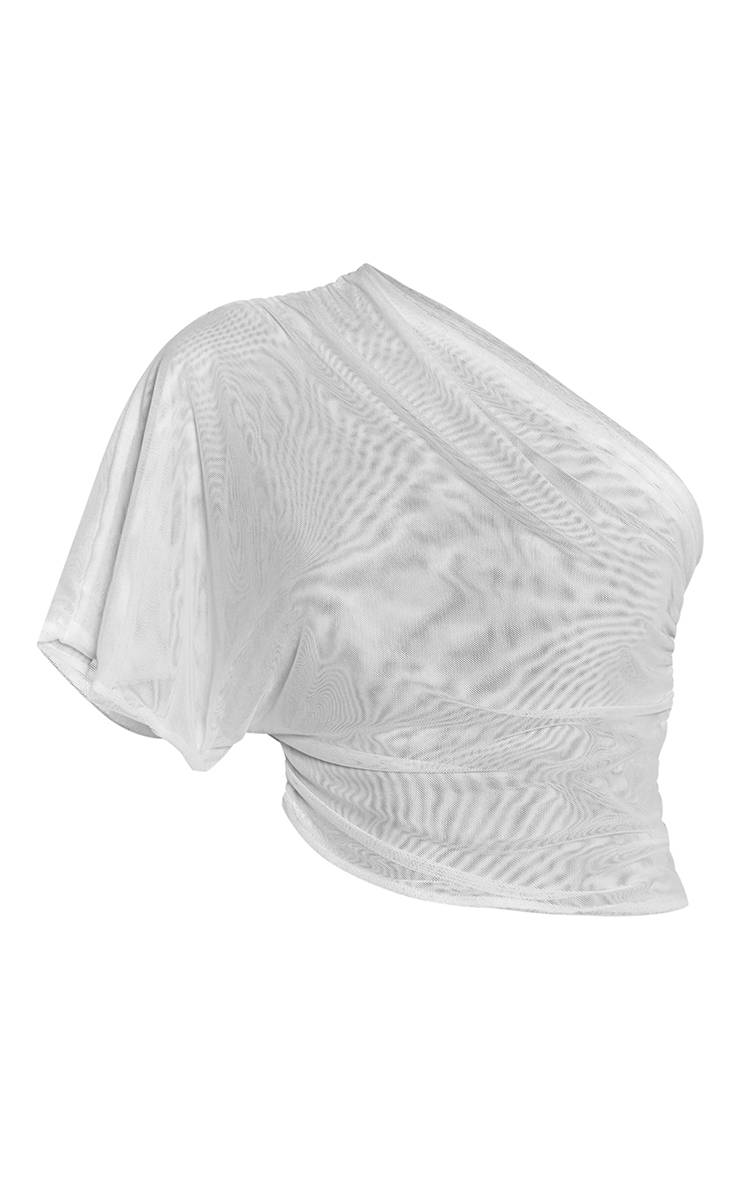 Blanc Ensemble Haut Col Montant Transparent En Résille