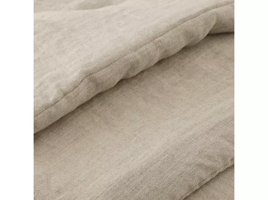 Édredon 150 x 150 cm lin lavé sable avec 4 nouettes en jute - LUISA