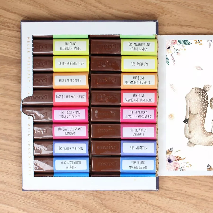 Nikima Papeterie AUFKLEBER SET - Merci Danke Reh Abschiedsgeschenk Kita Erzieher bunt