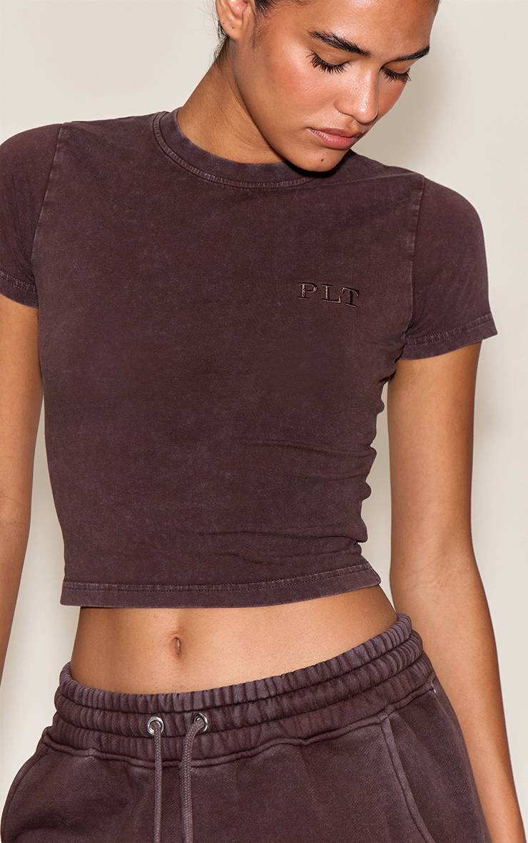 Chocolat T-shirt Ajusté Délavé