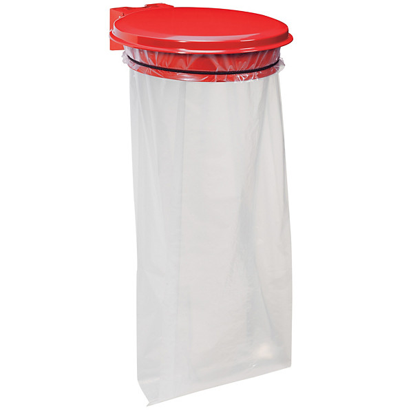 Support sac poubelle mural Rossignol Collecmur Extrême rouge avec couvercle 110 L