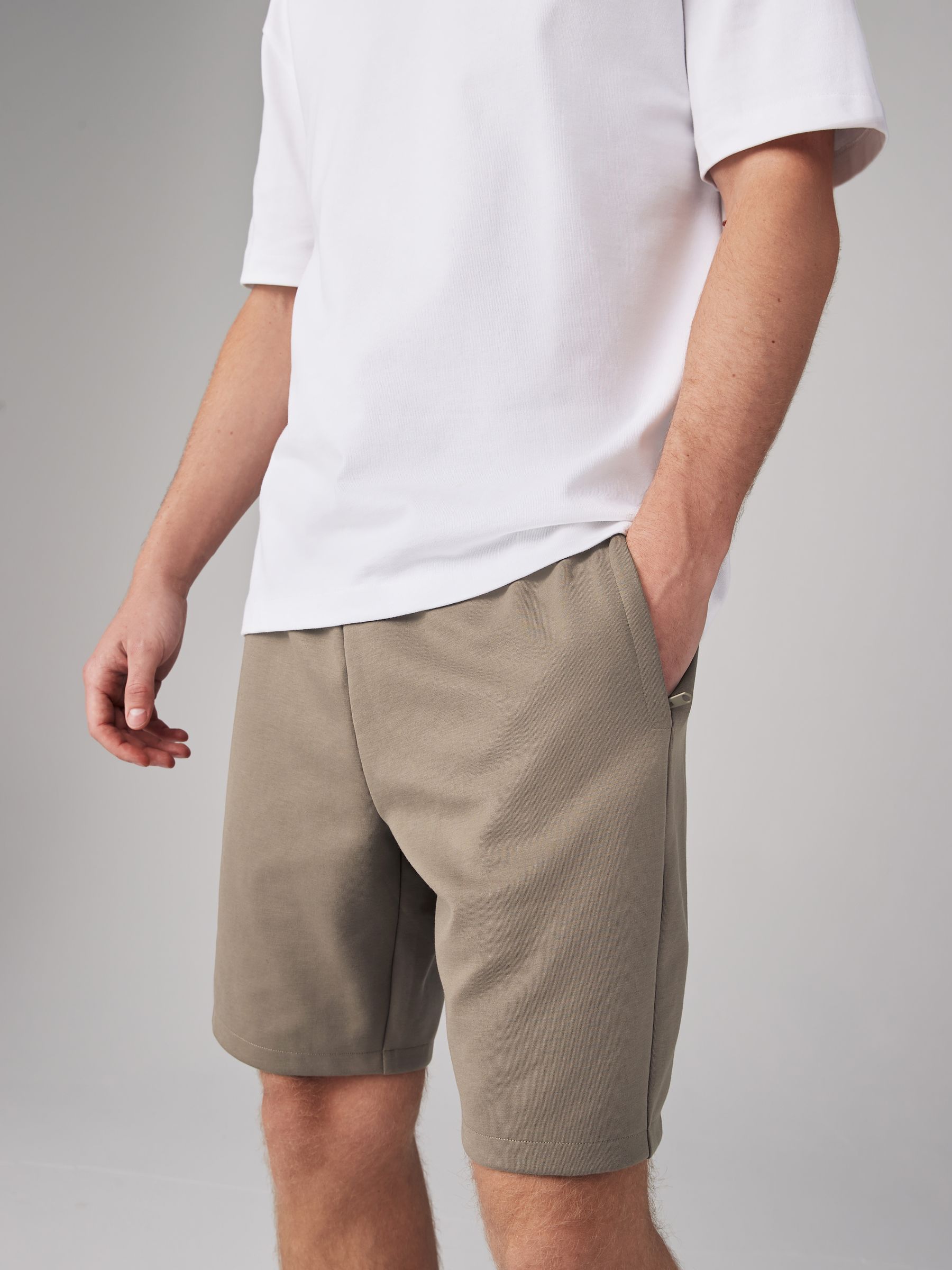 Ecru naturel - 2 jersey shorts met ritszakje