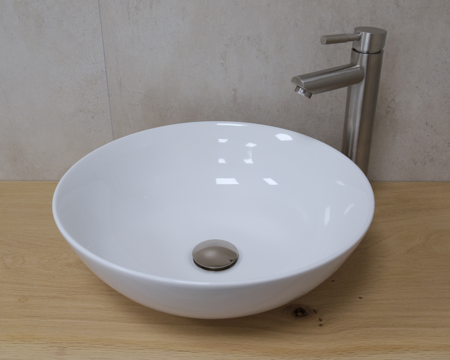 Saniclear Raja Exclusive wastafel set glans wit met met RVS kraan compleet