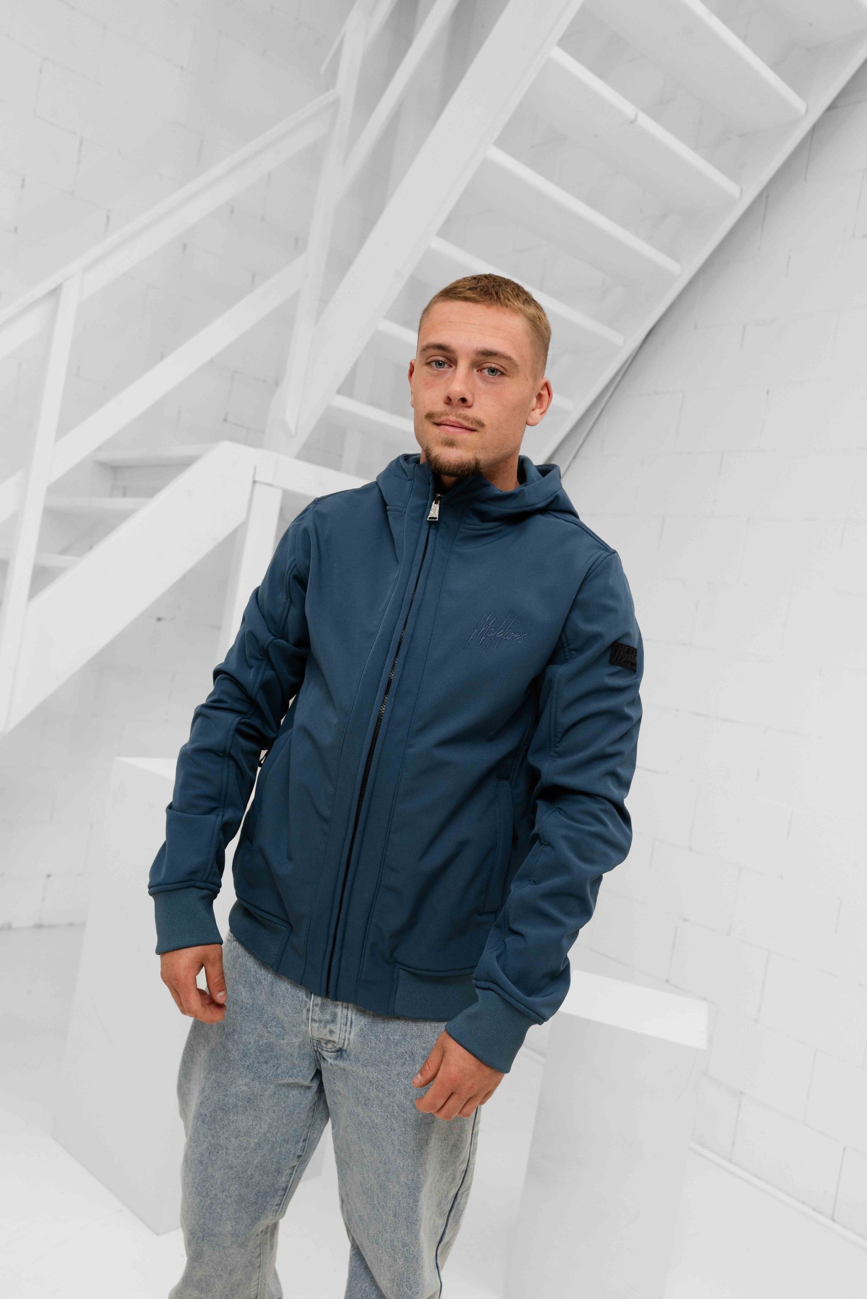 Malelions Signature Softshell Jas Heren Blauw