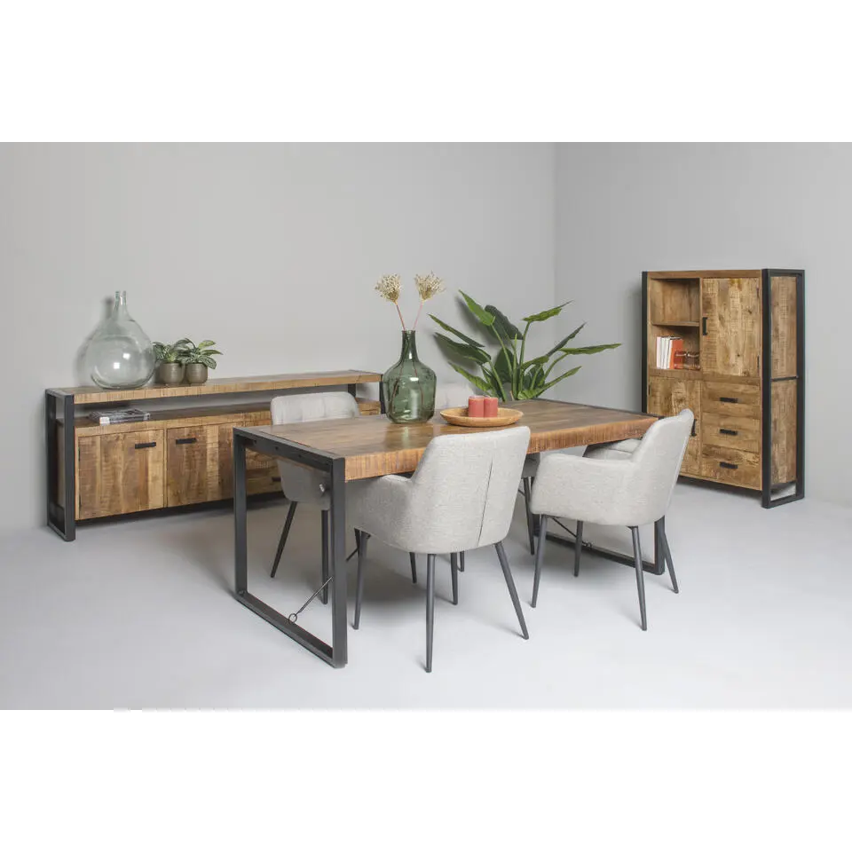 Livingfurn - Eetkamertafel Nairobi - U-Pot - Mango Hout - 140x80 cm - Bruin