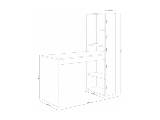 Bureau réversible avec étagère de rangement - L120 cm