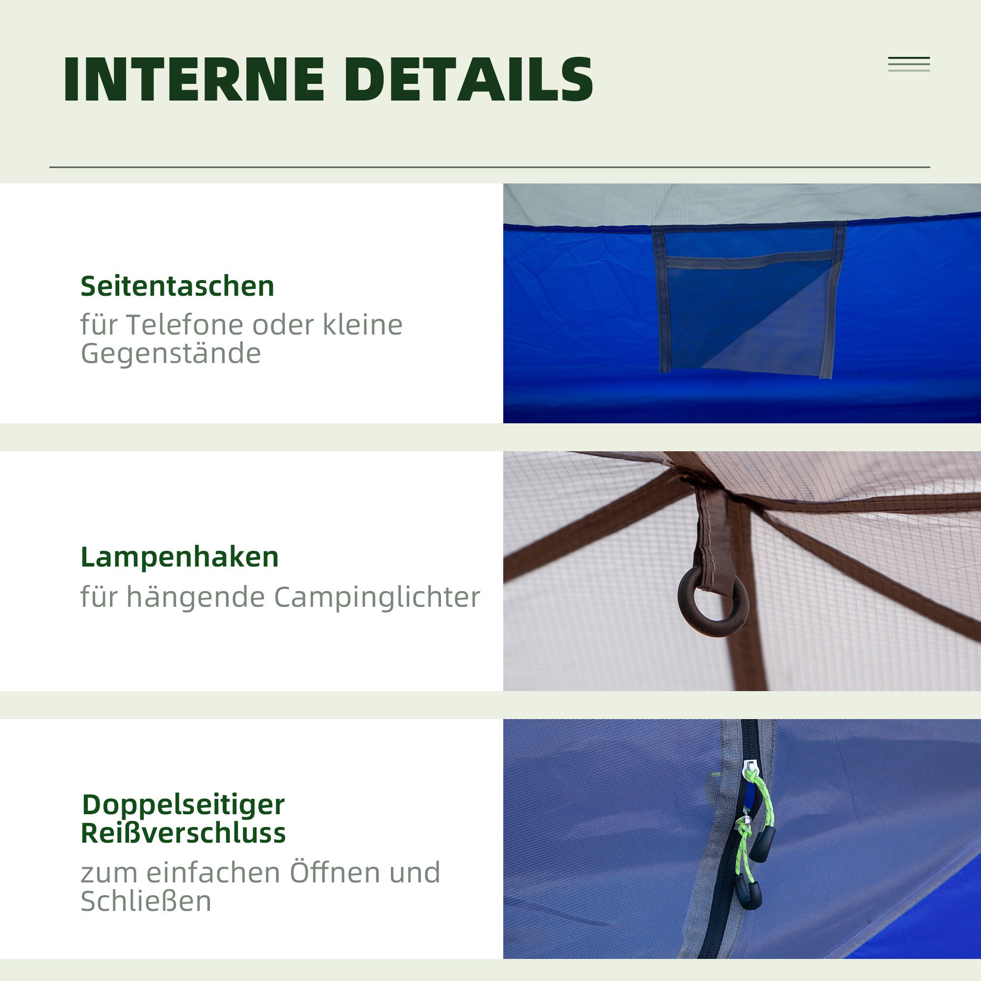Outsunny Campingzelt mit Tragetasche weiß 230L x 140B x 110H cm