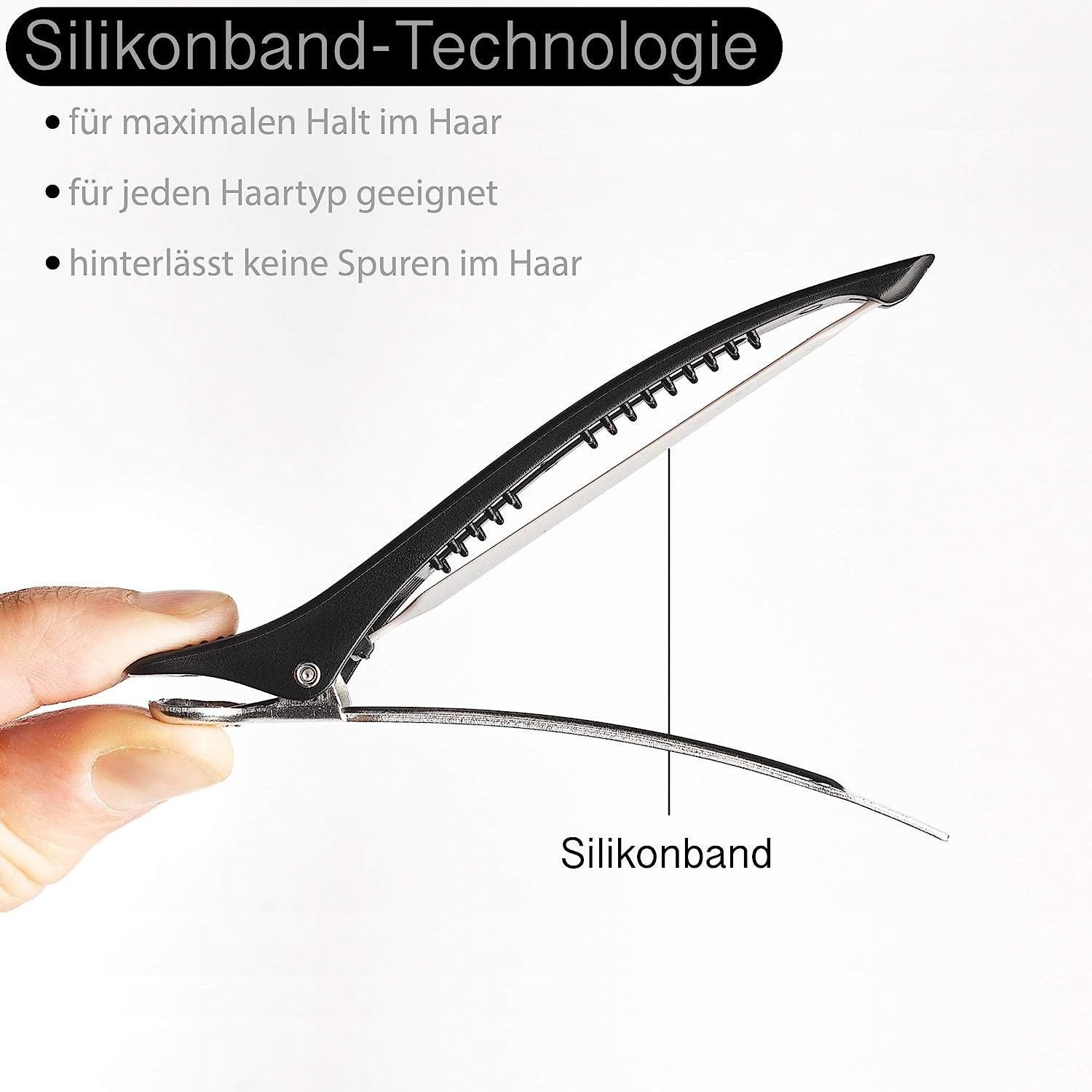 (6er Set) Haar Abteilclips Coiffeur Haarspangen Abtrenn Klammern - Schwarz