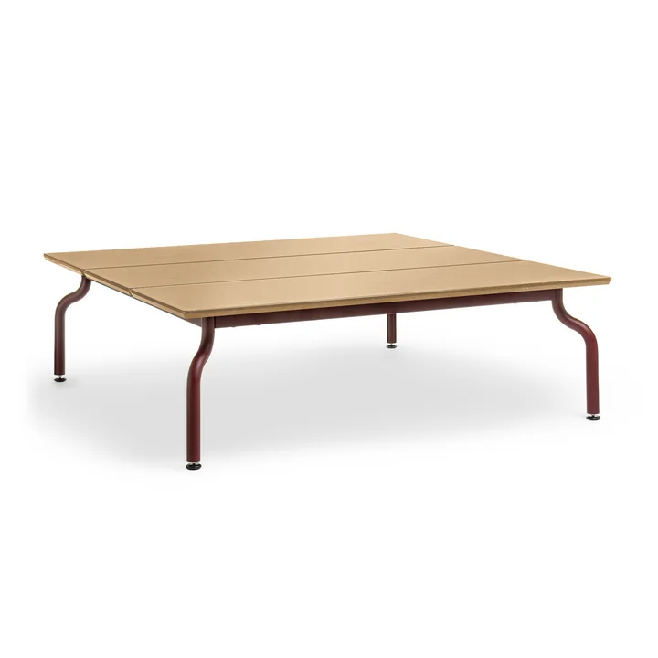 Magis - South Gartentisch niedrig, 120 x 120 cm, Teak / bordeaux