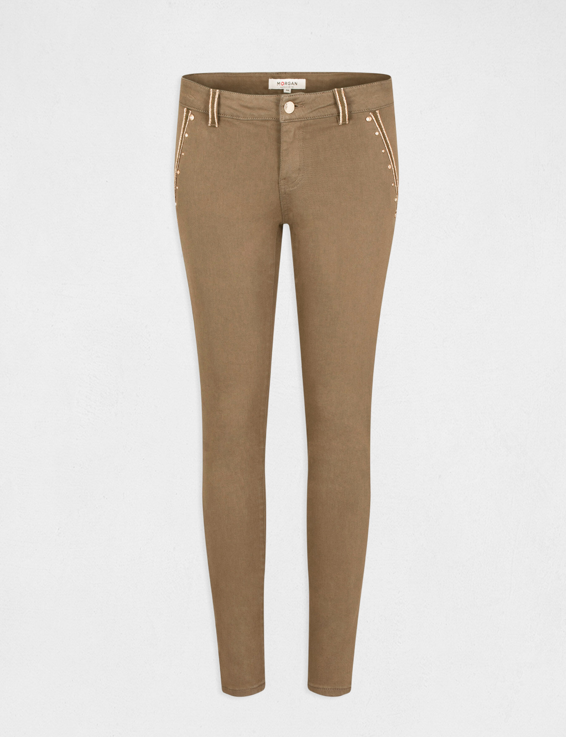 Pantalon skinny taille standard 7/8ème vert kaki femme - vert_kaki