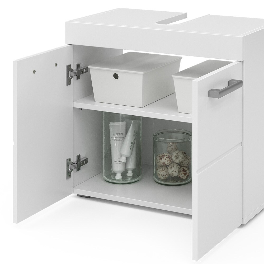 Vicco Waschtischunterschrank Waschbeckenunterschrank Badschrank Luna Weiß Skandi 60x56 cm Badezimmer Schrank Badmöbel Schranktür Schrankfach Ablage Aufbewahrung