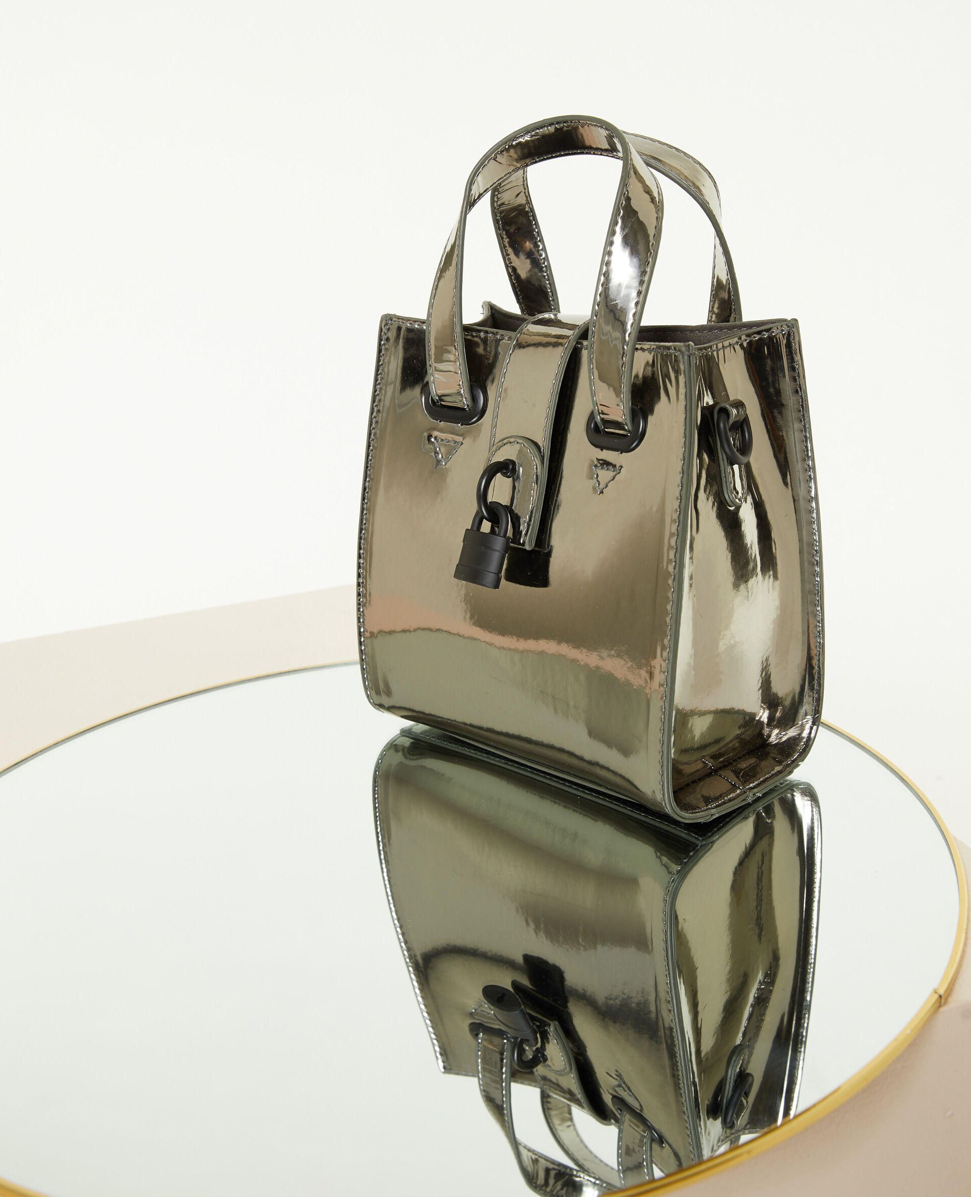 Sac boxy avec petit cadenas - Gris foncé