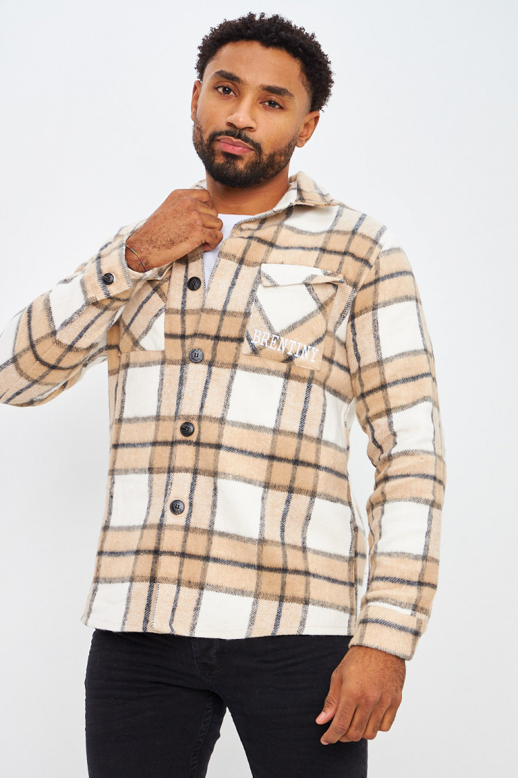 Surchemise Brentiny beige à carreaux