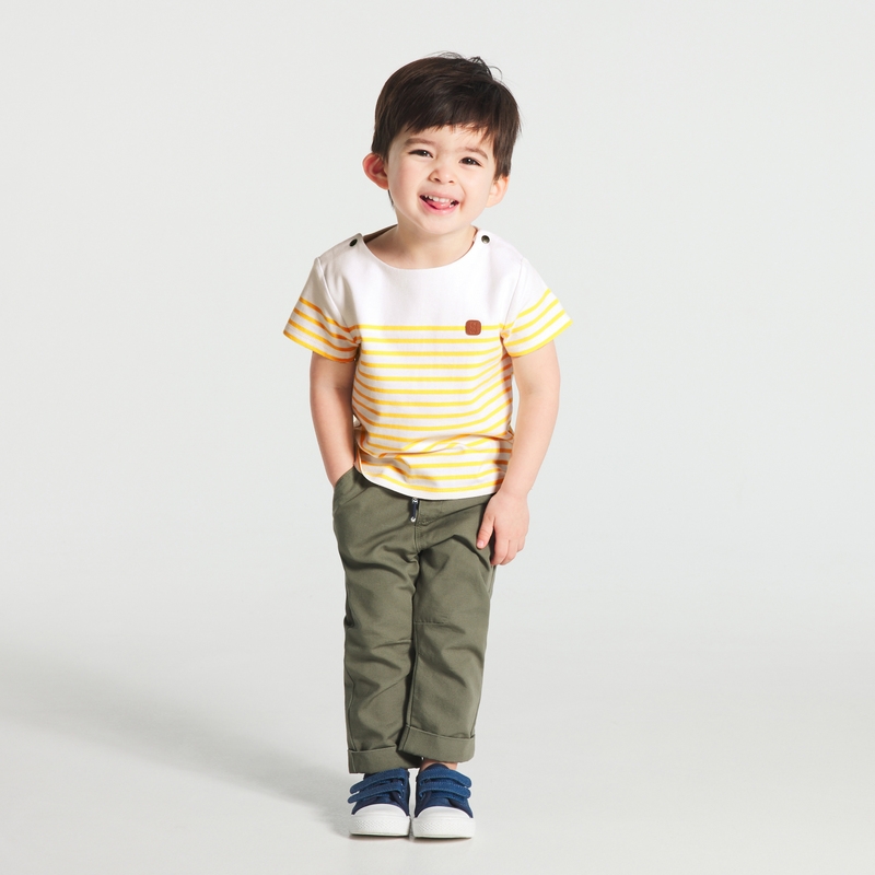 T-shirt marinière jaune bébé garçon