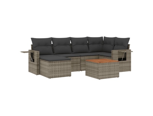 VIDAXL - Canapé Salon de jardin avec coussins 7 pcs gris résine tressée