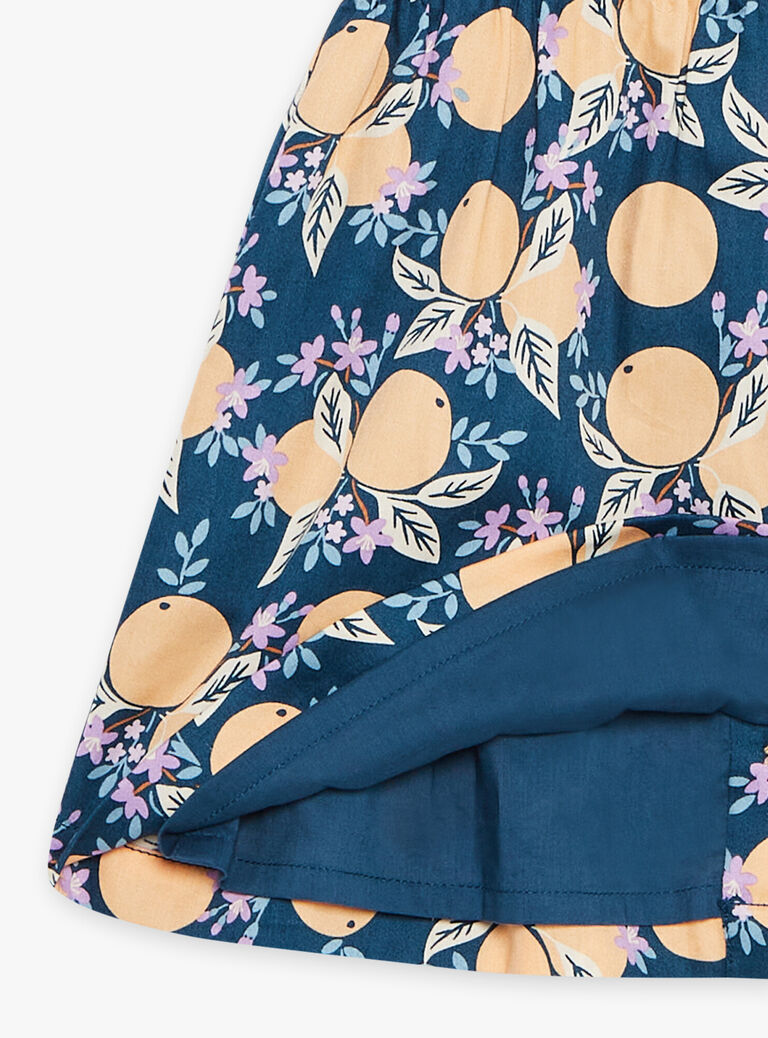 Robe et culotte bleu-vert en satin à fruits