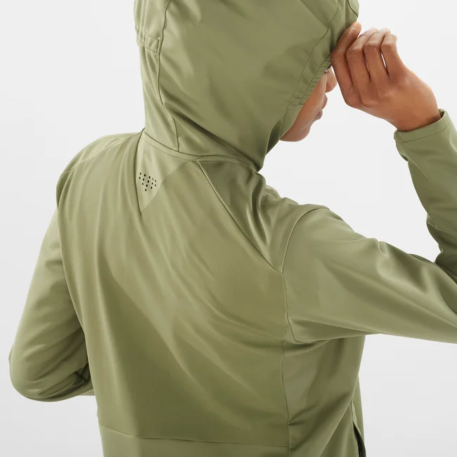GORE TEX INFINIUM™ WINDSTOPPER®  Windjacke mit Kapuze durchgehendem Reißverschluss Damen DEEPLICHENGREEN
