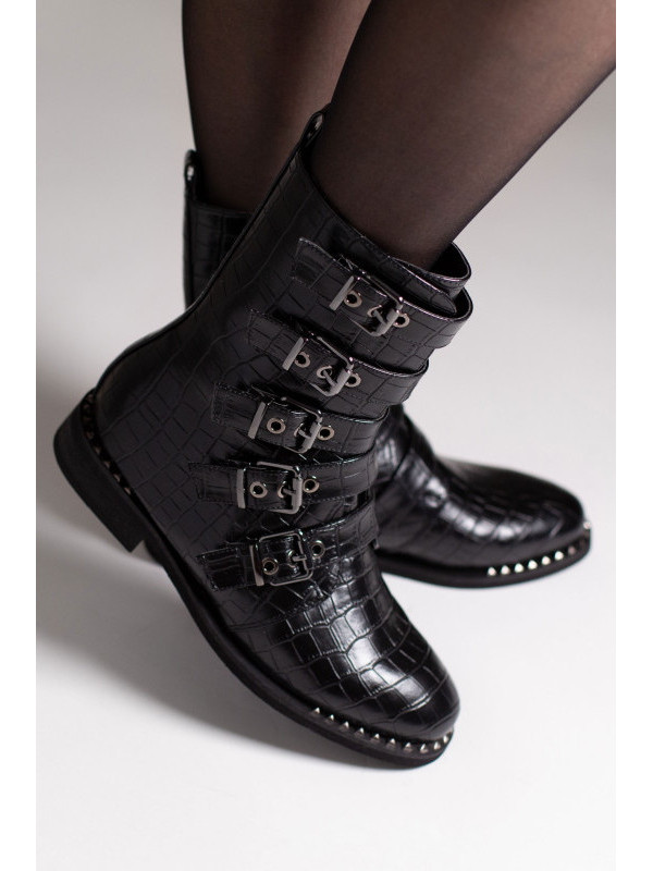 Bottines Motardes croco Vanessa - Vanessa Wu