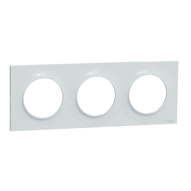 Plaque de finition 3 postes Odace Styl recyclé Schneider Electric blanc