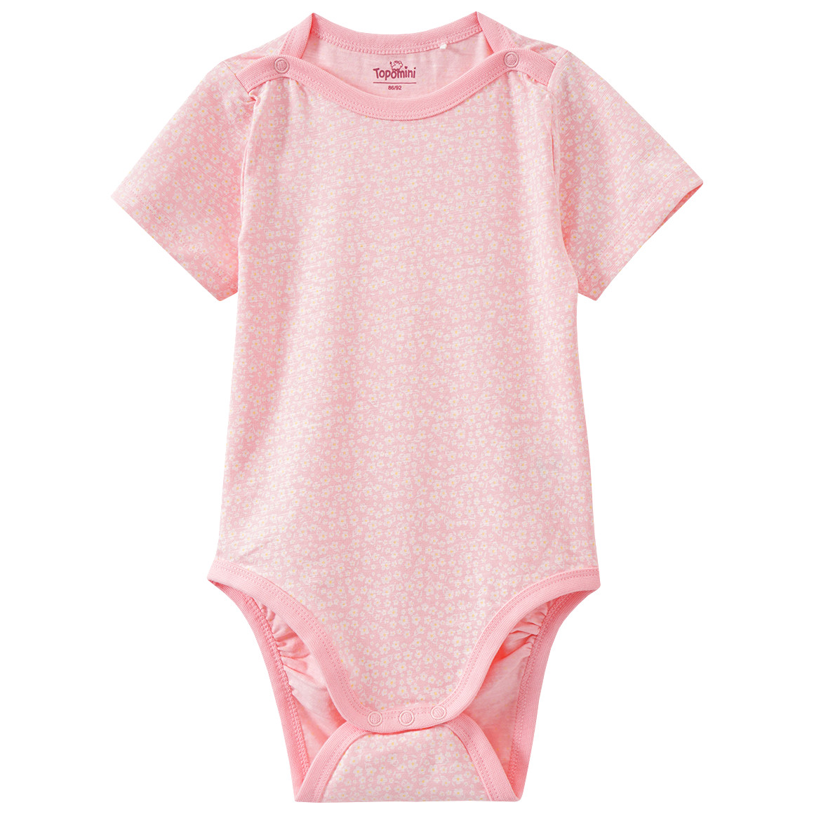 Topomini 2 Baby Bodys mit Bio-Baumwolle rosa / cremeweiss