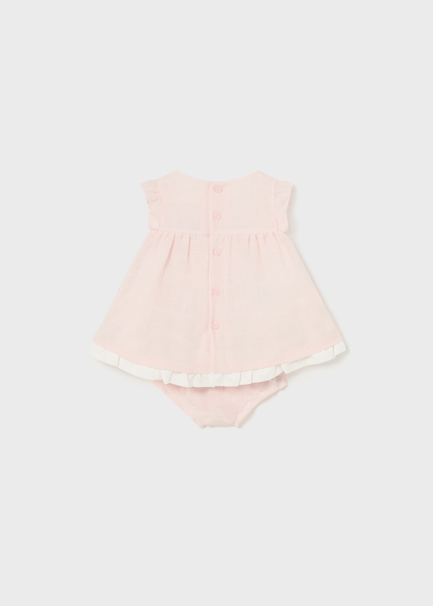 Vestido de malha franzida com capa para fralda para recém-nascido, branco-creme