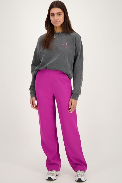 Donkergrijze sweater met roze l'amour