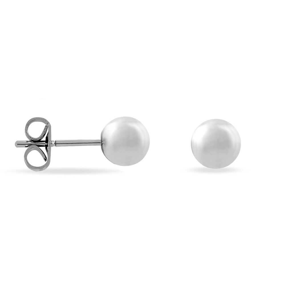 Boucles D'oreilles Puces Bilou Acier Blanc