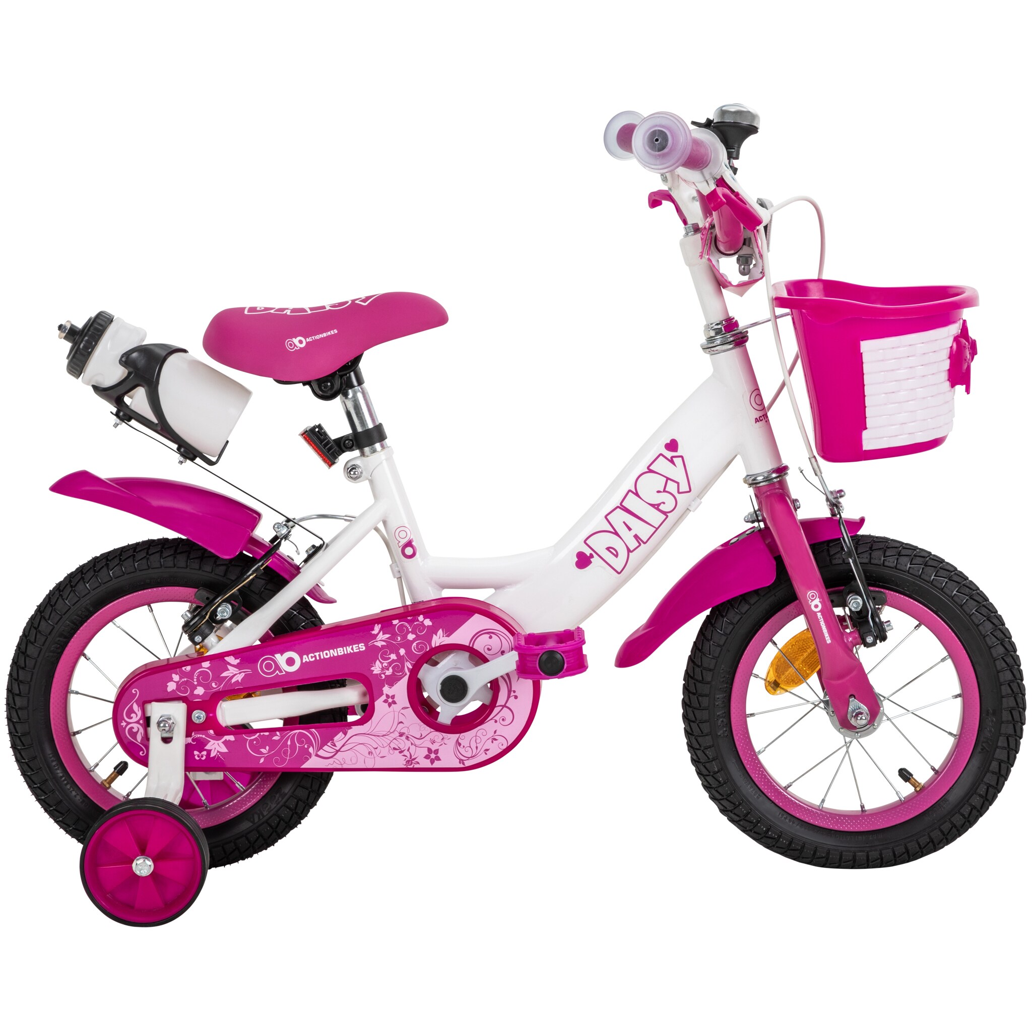 Actionbikes Kinderfahrrad Daisy 12 Zoll, pink, Stützräder, Korb, V-Brake-Bremsen, Antirutschgriffe (East)