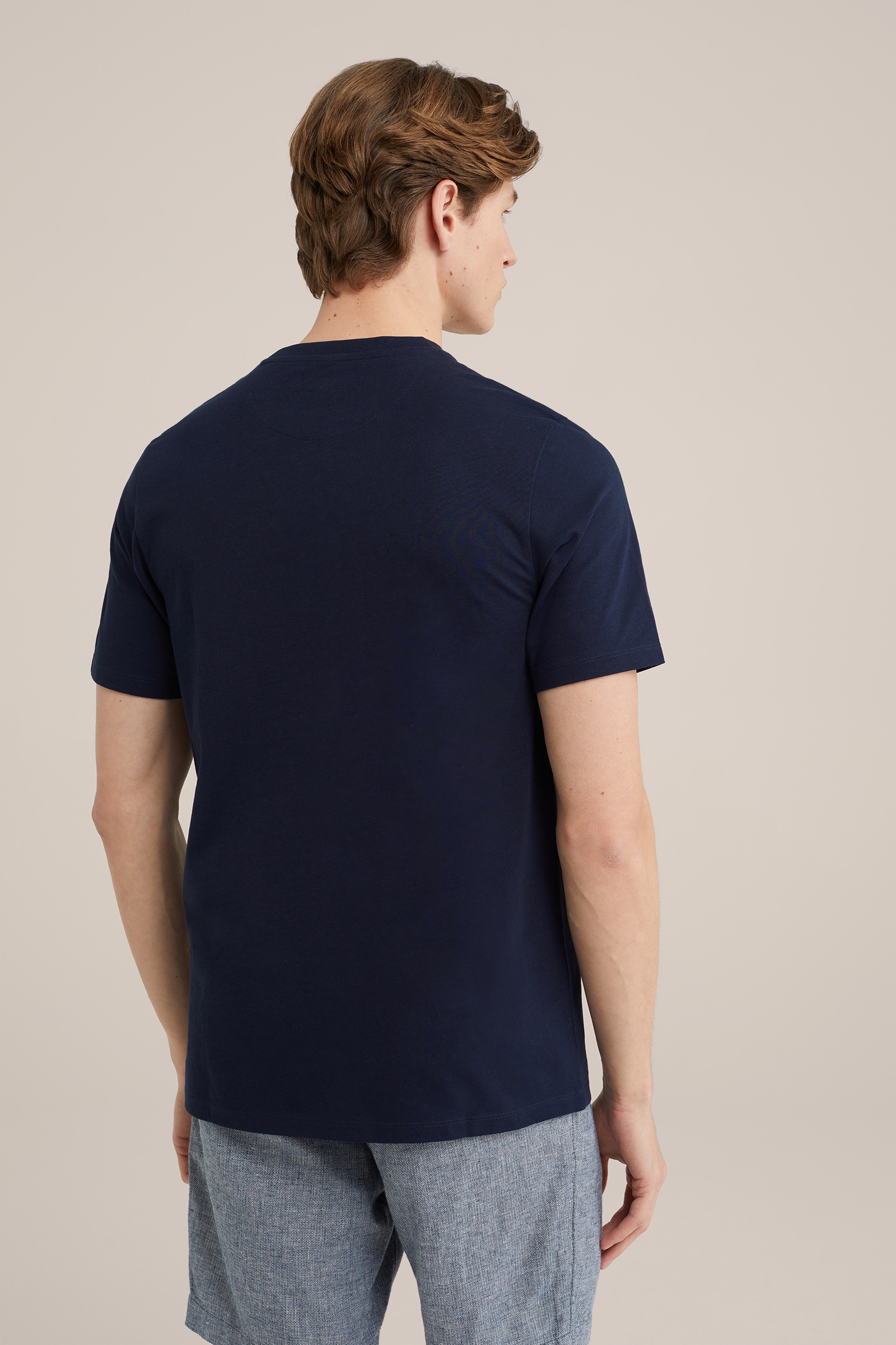 T-shirt met opdruk WE Fashion Donkerblauw
