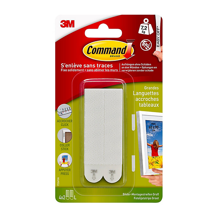Lot de 8 languettes de fixation pour tableaux grand modèle Blanc