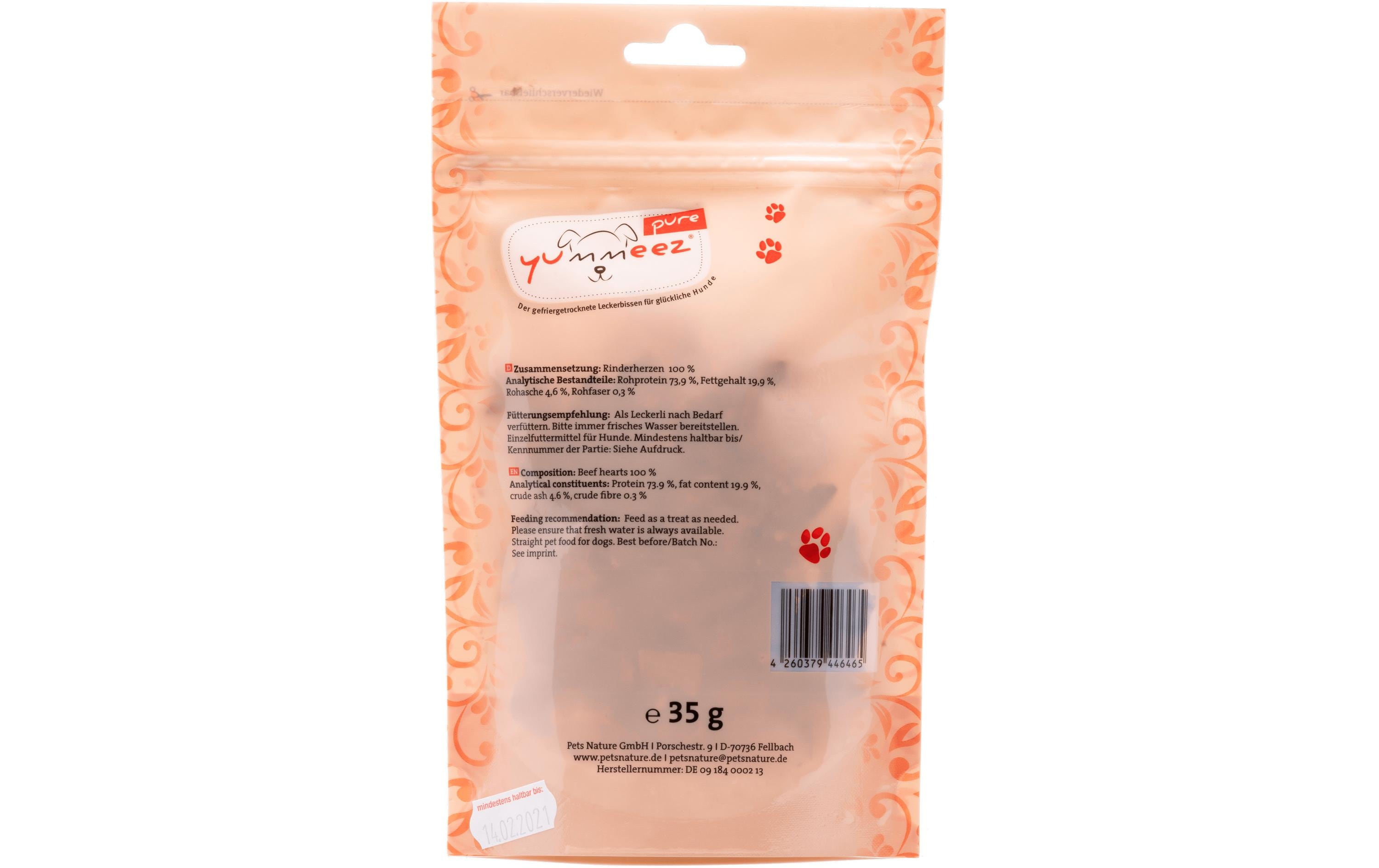 Leckerli pure Rinderherzen, 35 gErgänzungsfuttermittel für Hunde