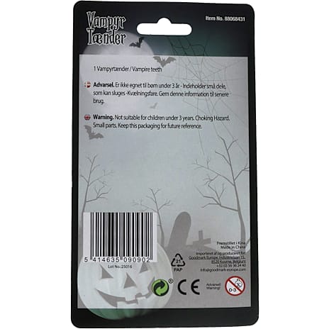Halloween vampyr tænder - hvid