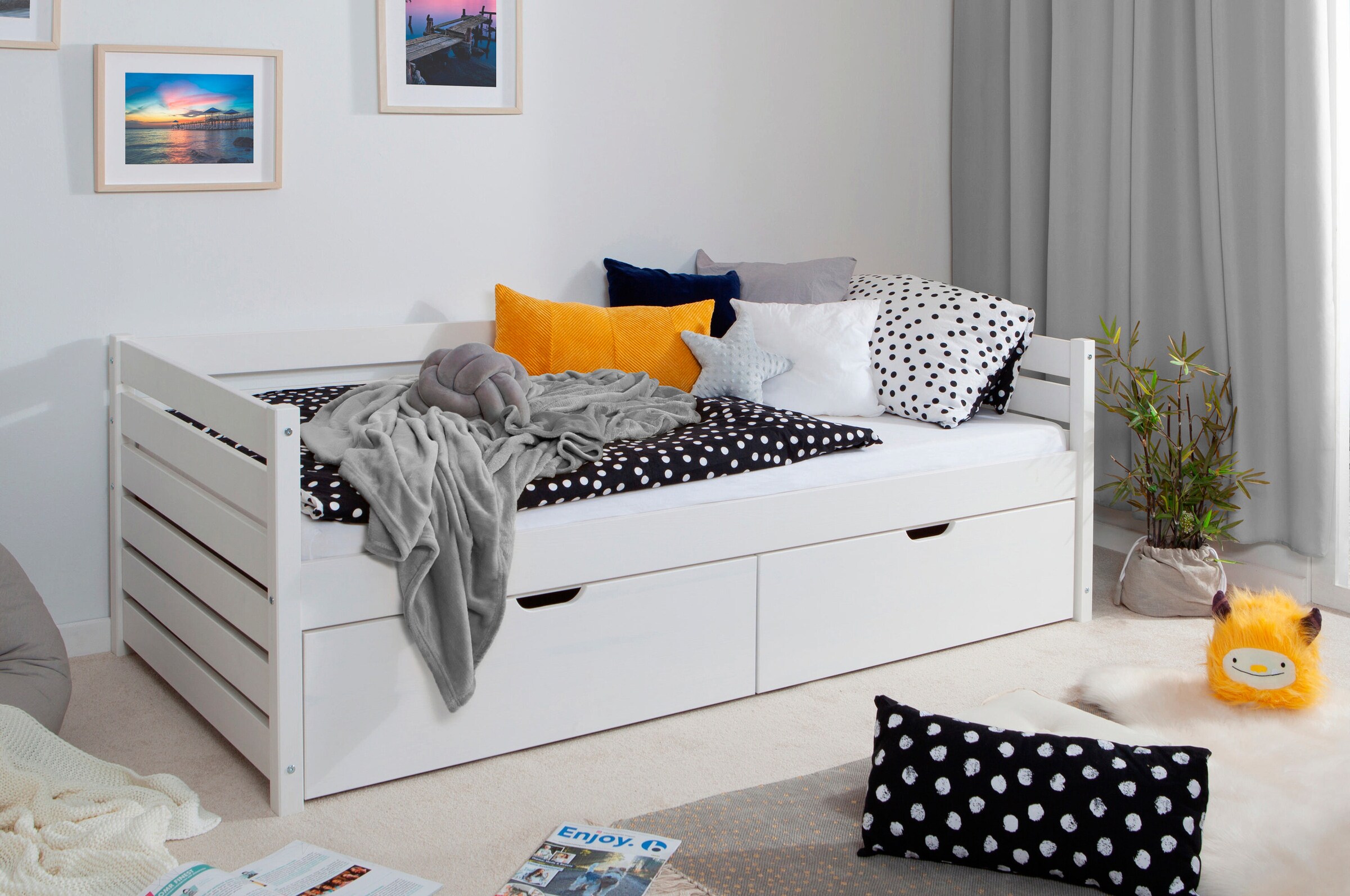 Ticaa Sofabett Naomi inkl. 2x Schubkästen, 120x200, Weiß