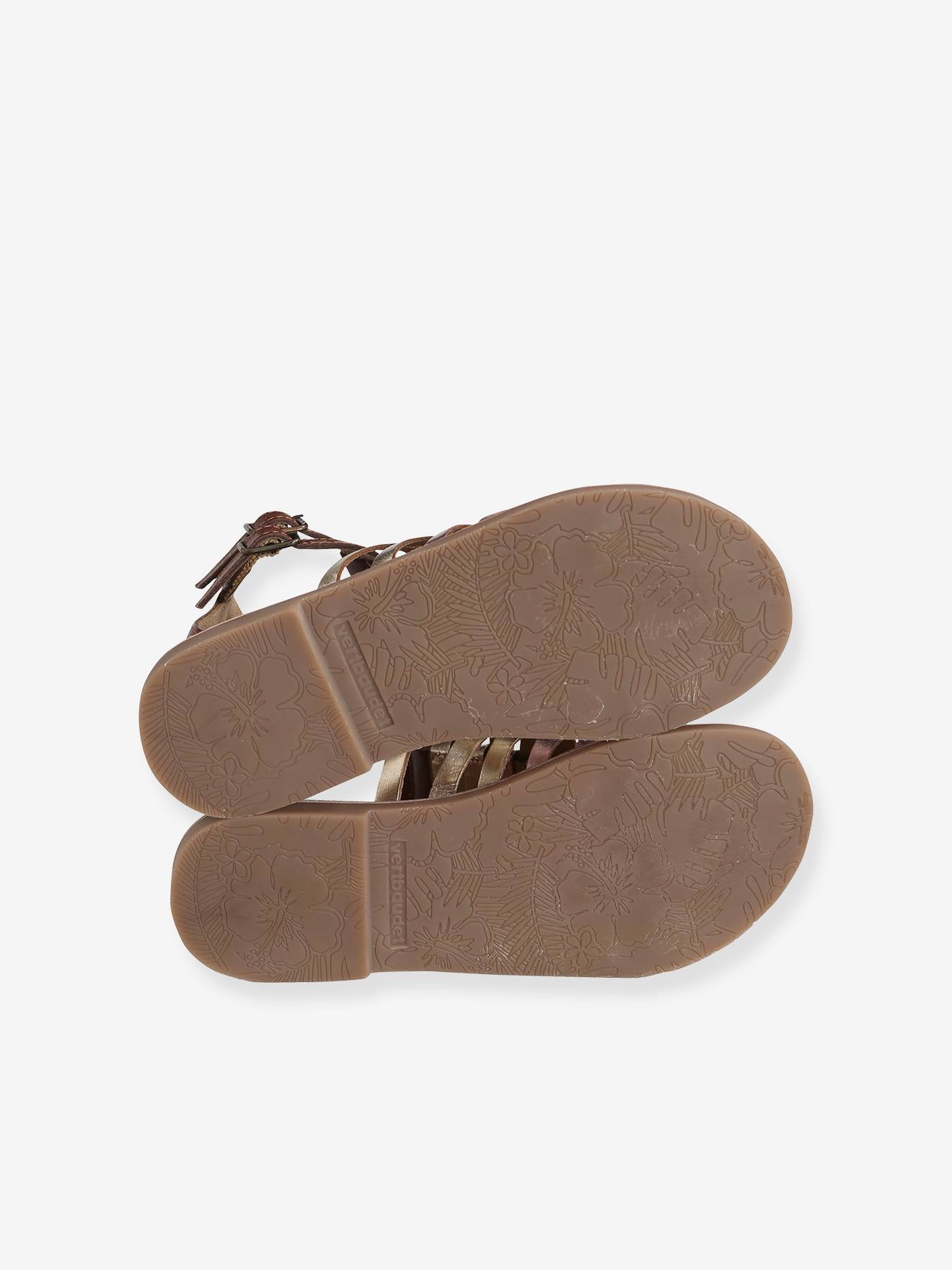 Sandálias de couro estilo alpargata para meninas, cinza metálico médio