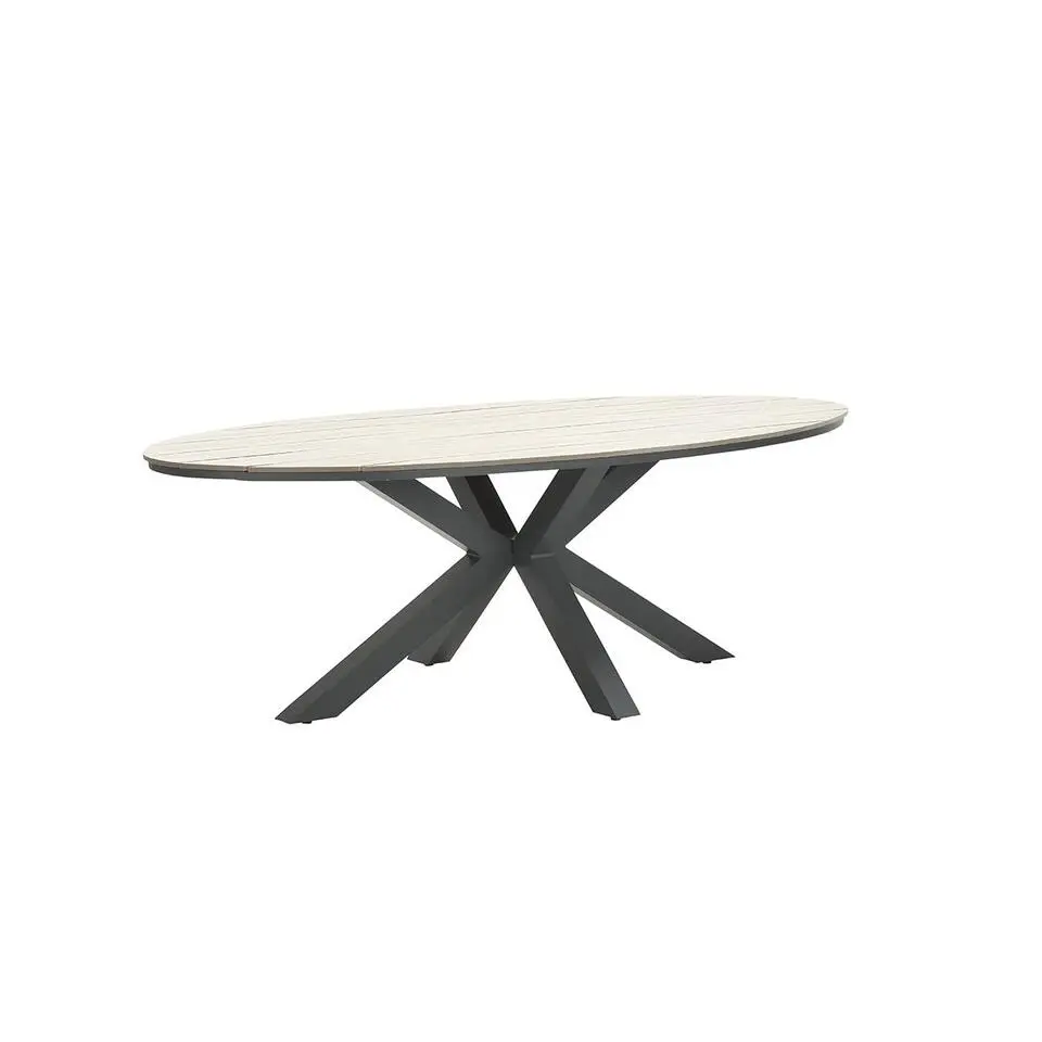 Edison tafel - ovaal - 280x140 cm - carbon black -light teak Vironwood