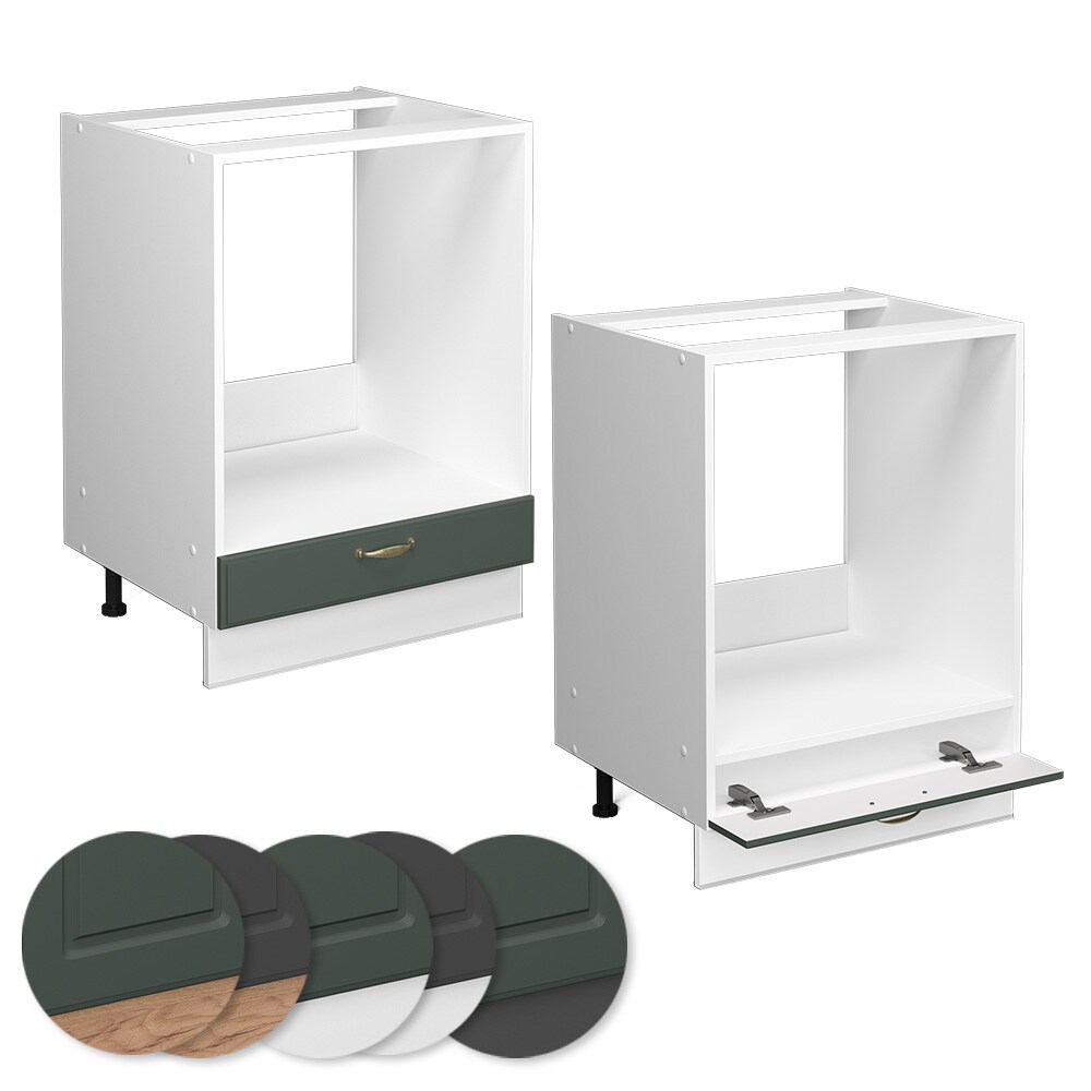 Vicco Herdumbauschrank Küchenschrank Küchenmöbel Fame-Line Weiß Grün-Gold Landhaus 60 cm Küche Einbauküche Blende Herdschrank Küchenzeile