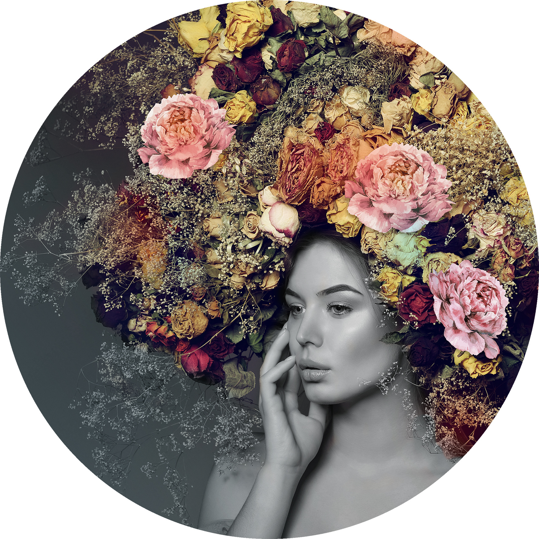 Glasbild WOMAN & FLOWERS II