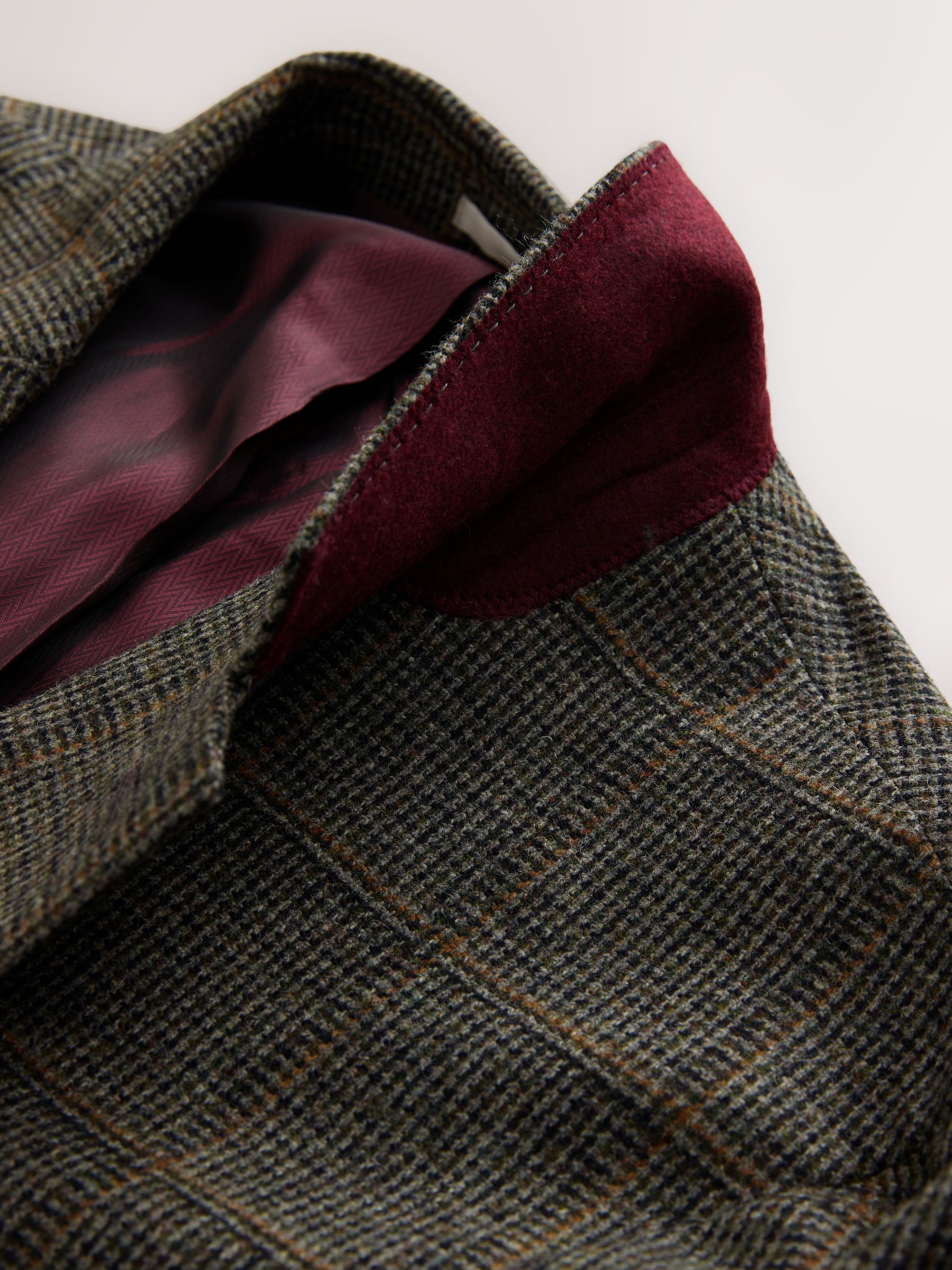 Groen - Regular Fit Signature Abraham Moon 100% Wool Tweed Check Suit Jacket