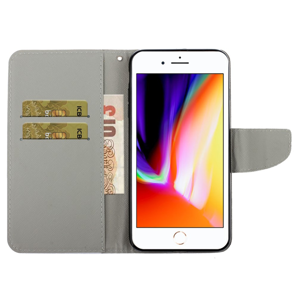 iPhone SE (2022/2020) / 8 / 7 Leder Tasche Hülle mit Kartenfach - Muscheln & Sand