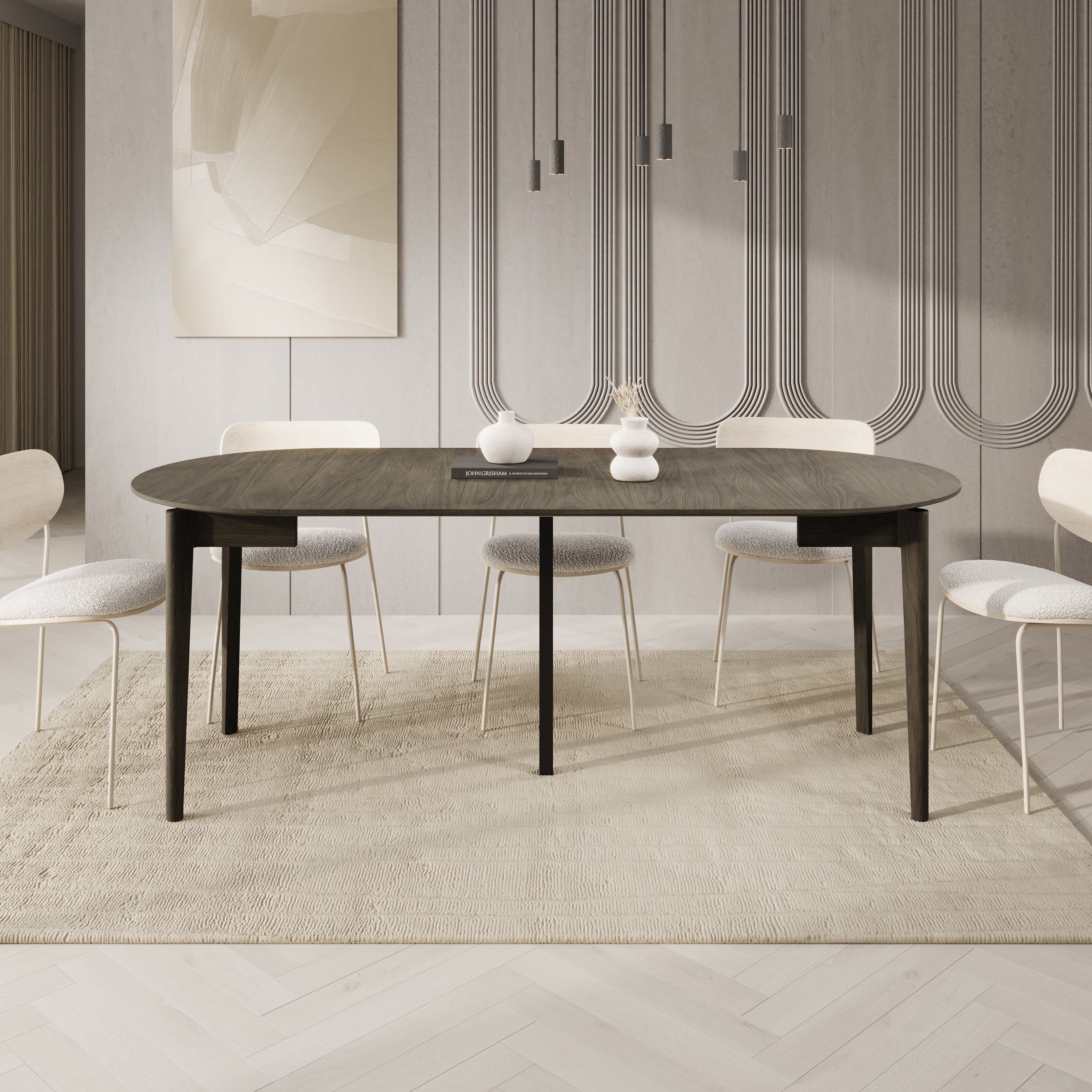 Portino - Eetkamertafel - Donker eiken - 90-210x90x77 cm