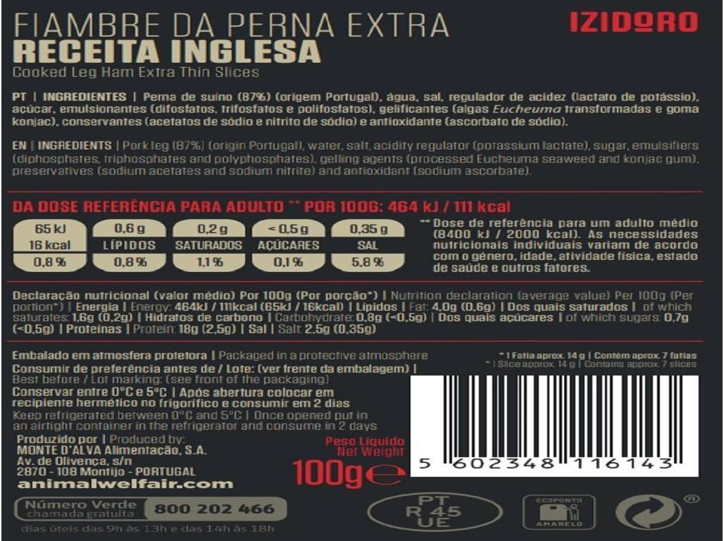 FIAMBRE PERNA EXTRA IZIDORO 100 GR