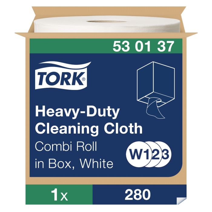 Tork 530137 Premium poetsdoek wit non-woven 530 Combi Roll, W1/W2/W3, 280 vel/rol (530137)