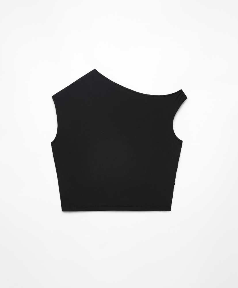 Camiseta assimétrica franzida