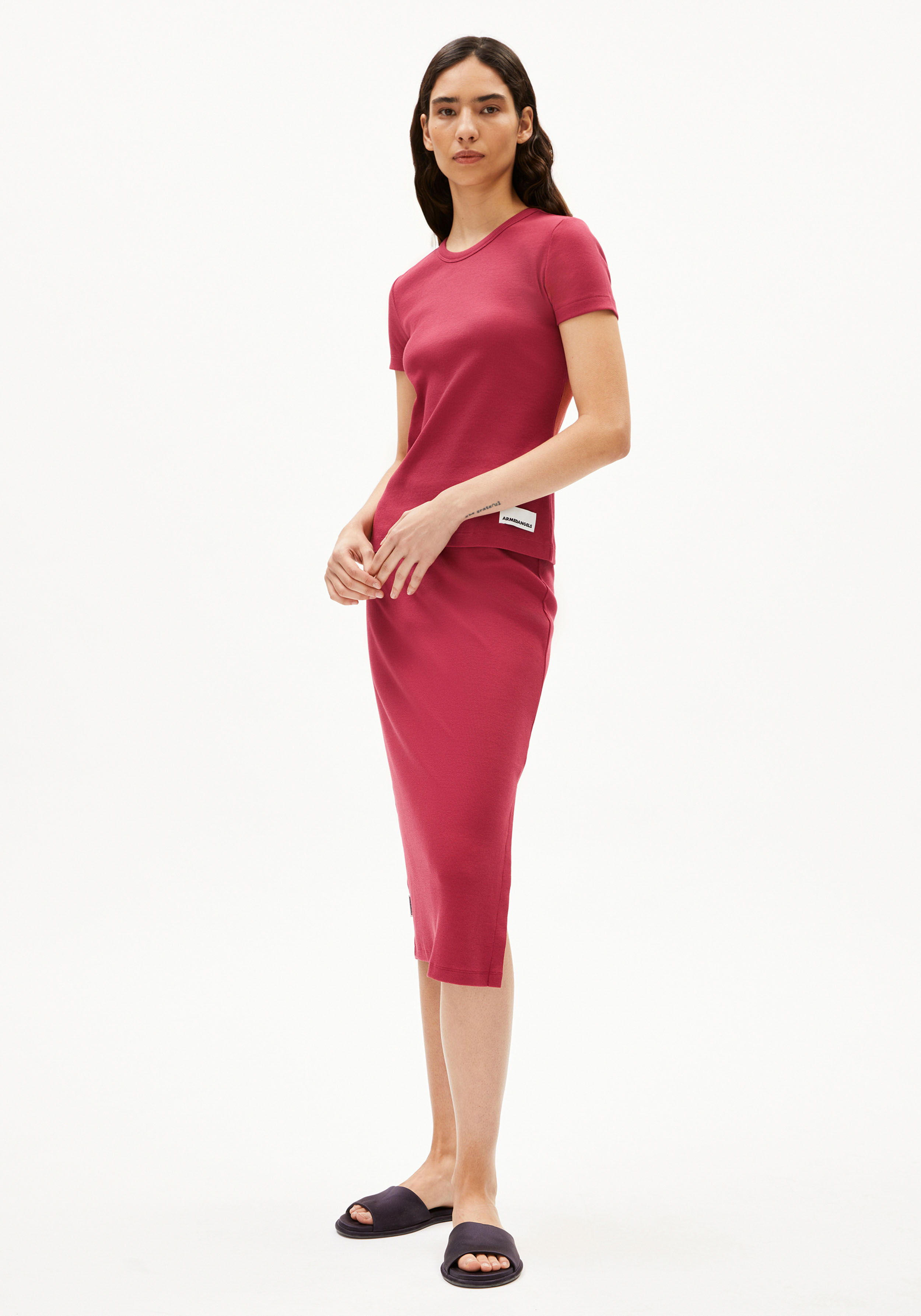 Armedangels Ripp-T-Shirt Kardaa Red Ash