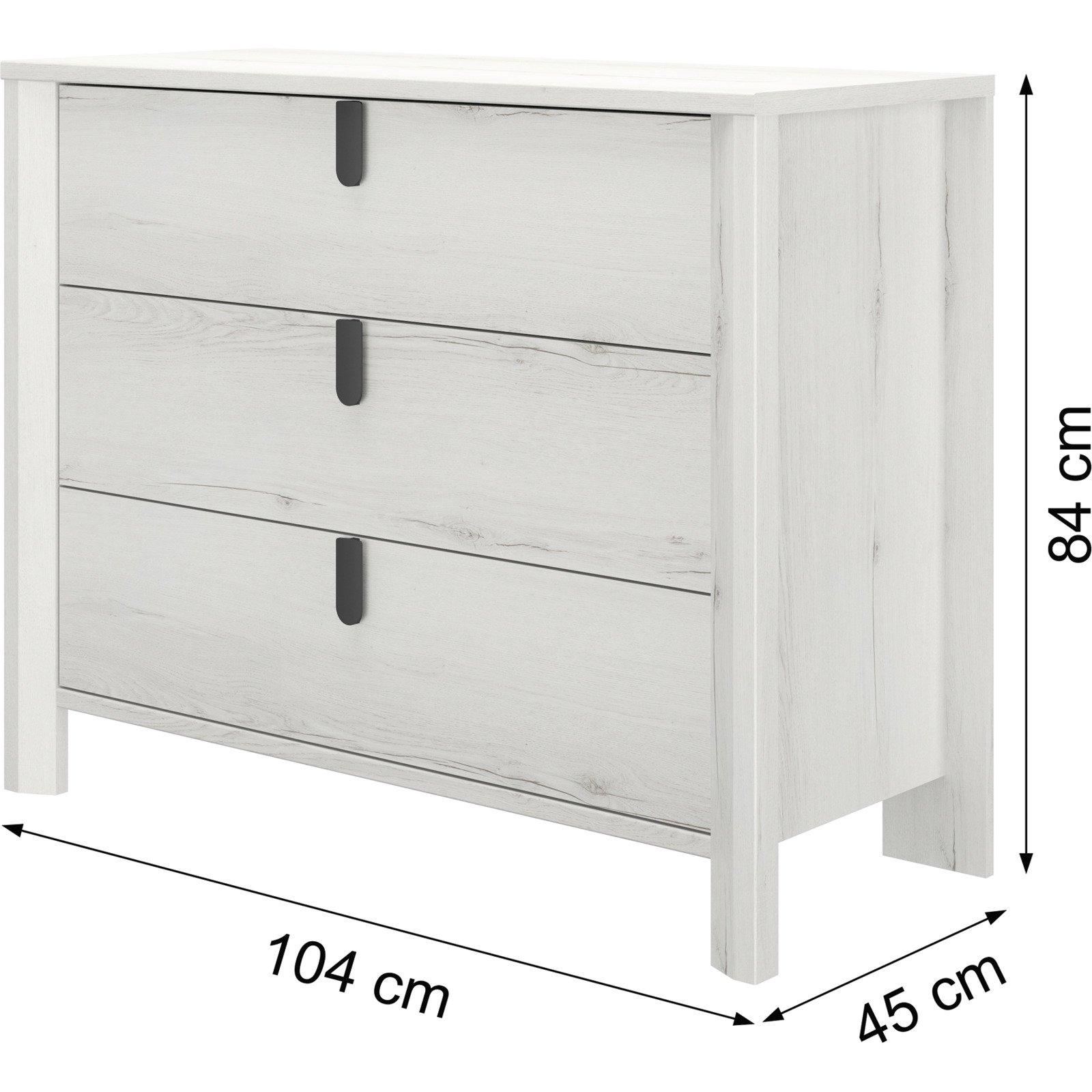 Kommode Lugano Dekor Eiche hell weiss 104 x 84 x 45 cm