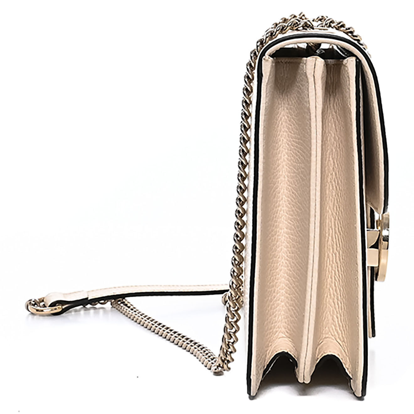 Gucci Sac bandoulière Interlocking en Cuir écru - Très bon état - L.28 cm